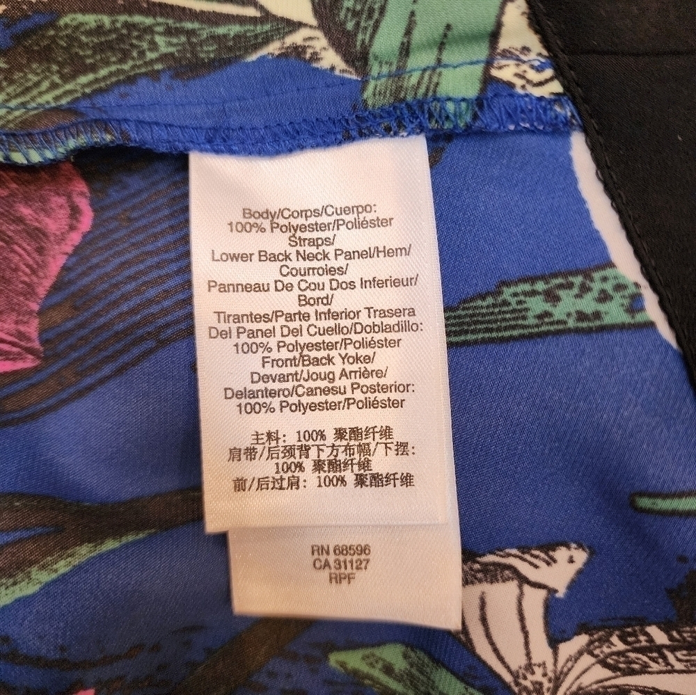 DKNY Blue Floral Print Sleeveless High/Low Hem A-Line Dress Size Small - Picture 12 of 13